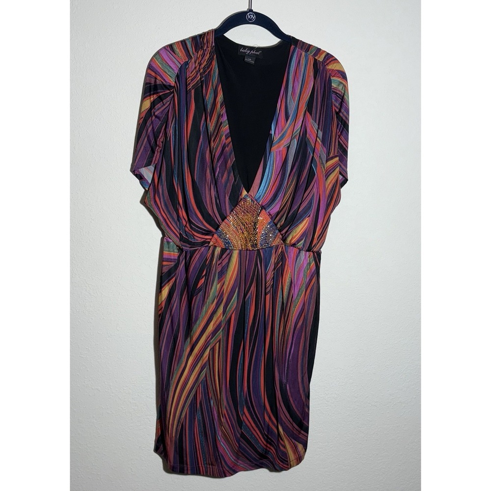 Baby‎ Phat Dress L/G Purple Red Orange Multicolor Party Cocktail Sleeveless